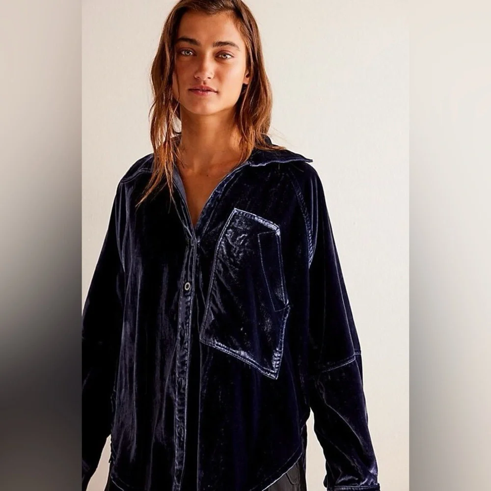 NEW!! Free People We The Free - Night Skies Velvet Top - Picture 14 of 14